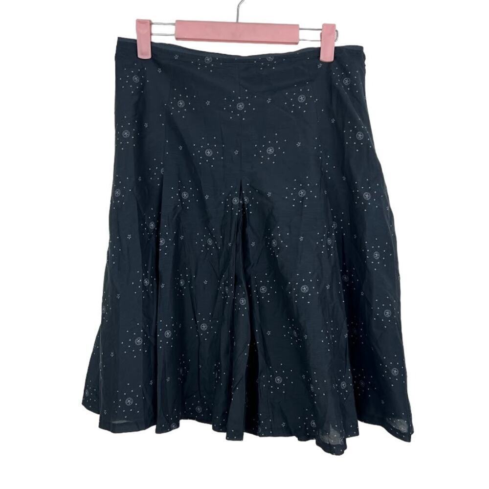 NWT Banana Republic black star print flowy pleated skirt womens size 8